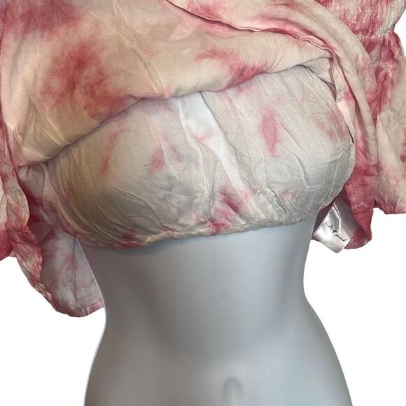 Kiwi & Punch Small Pink Tie Dye Off Shoulder Ruffle Crop Top Beach Boho Coastal - Picture 3 of 6